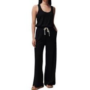 Spiritual Gangster Black Jumpsuit with Cream Drawstring